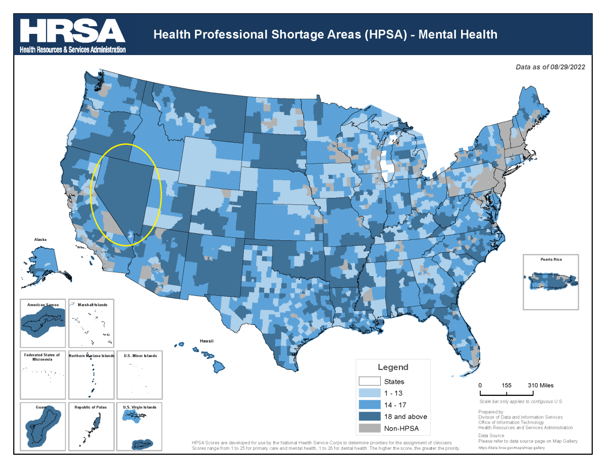 Hrsa Rural Map Us Home - Nevada Psychology Internship Consortium